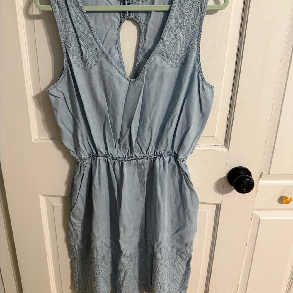 Anthropologie Holding Horses Eyelet Hem Sleeveless Dress Boho Summer Mini - Picture 14 of 16